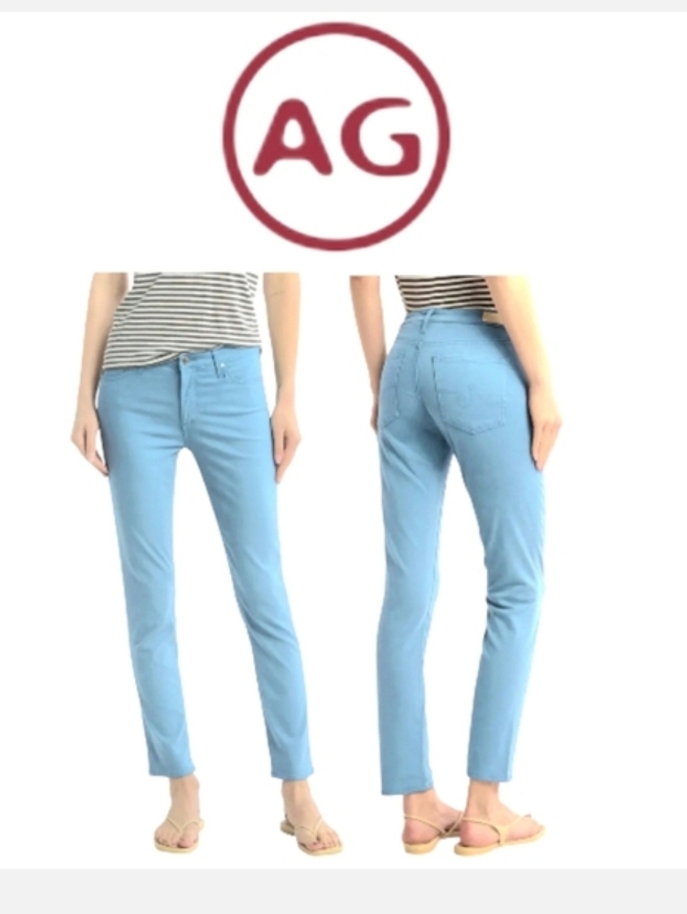 AG Adriano Goldschmied The Stilt Jean Prima Mid Rise Ankle Cigarette Sky Blue 26